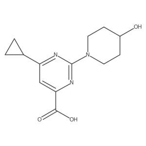 6-Cyclopropyl-2-(4-hydroxypiperidin-1-yl)pyrimidine-4-carboxylic acid结构式
