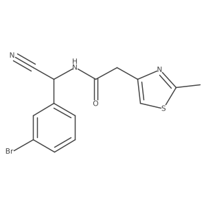 N-[(3-bromophenyl)(cyano)methyl]-2-(2-methyl-1,3-thiazol-4-yl)acetamide结构式