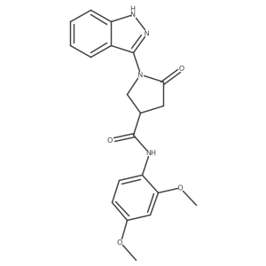 N-(2,4-dimethoxyphenyl)-1-(1H-indazol-3-yl)-5-oxo-3-pyrrolidinecarboxamide结构式