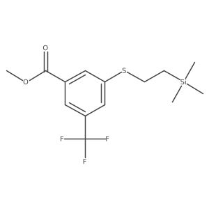 3-Trifluoromethyl-5-(2-trimethylsilanyl-ethylsulfanyl)-benzoic acid methyl ester结构式
