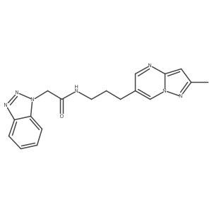 2-(1H-benzo[d][1,2,3]triazol-1-yl)-N-(3-(2-methylpyrazolo[1,5-a]pyrimidin-6-yl)propyl)acetamide Structure