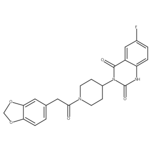 3-(1-(2-(benzo[d][1,3]dioxol-5-yl)acetyl)piperidin-4-yl)-6-fluoroquinazoline-2,4(1H,3H)-dione Structure