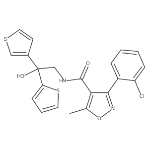 3-(2-chlorophenyl)-N-(2-hydroxy-2-(thiophen-2-yl)-2-(thiophen-3-yl)ethyl)-5-methylisoxazole-4-carboxamide结构式