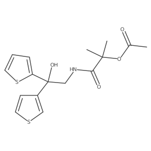 1-((2-Hydroxy-2-(thiophen-2-yl)-2-(thiophen-3-yl)ethyl)amino)-2-methyl-1-oxopropan-2-yl acetate结构式
