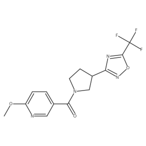 (6-Methoxypyridin-3-yl)(3-(5-(trifluoromethyl)-1,2,4-oxadiazol-3-yl)pyrrolidin-1-yl)methanone结构式