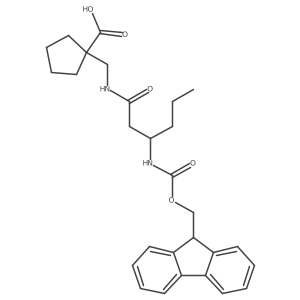 1-{[(3R)-3-({[(9H-fluoren-9-yl)methoxy]carbonyl}amino)hexanamido]methyl}cyclopentane-1-carboxylic acid Structure