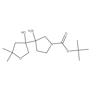 Tert-butyl 3-amino-3-(3-hydroxy-5,5-dimethyloxolan-3-yl)pyrrolidine-1-carboxylate结构式
