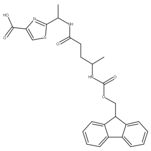 2-{1-[4-({[(9H-fluoren-9-yl)methoxy]carbonyl}amino)pentanamido]ethyl}-1,3-thiazole-4-carboxylic acid Structure