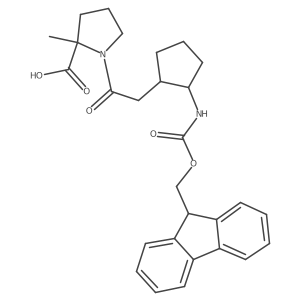 (2R)-1-{2-[(1RS,2SR)-2-({[(9H-fluoren-9-yl)methoxy]carbonyl}amino)cyclopentyl]acetyl}-2-methylpyrrolidine-2-carboxylic acid Structure