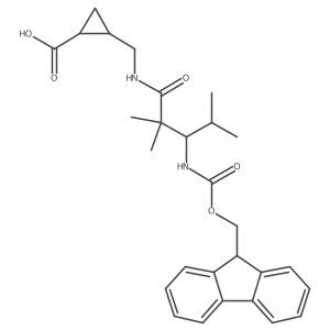 rac-(1R,2S)-2-{[3-({[(9H-fluoren-9-yl)methoxy]carbonyl}amino)-2,2,4-trimethylpentanamido]methyl}cyclopropane-1-carboxylic acid Structure