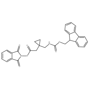 1,3-dioxo-2,3-dihydro-1H-isoindol-2-yl 2-{1-[({[(9H-fluoren-9-yl)methoxy]carbonyl}amino)methyl]cyclopropyl}acetate结构式