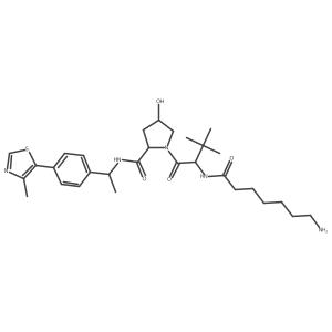 (2R,4S)-1-[(2S)-2-(7-aminoheptanoylamino)-3,3-dimethyl-butanoyl]-4-hydroxy-N-[(1S)-1-[4-(4-methylthiazol-5-yl)phenyl]ethyl]pyrrolidine-2-carboxamide Structure