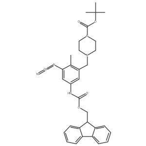 tert-butyl 4-{[3-azido-5-({[(9H-fluoren-9-yl)methoxy]carbonyl}amino)-2-methylphenyl]methyl}piperazine-1-carboxylate Structure