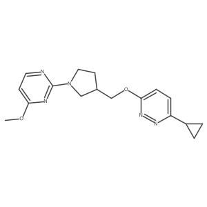 2-(3-{[(6-Cyclopropylpyridazin-3-yl)oxy]methyl}pyrrolidin-1-yl)-4-methoxypyrimidine结构式