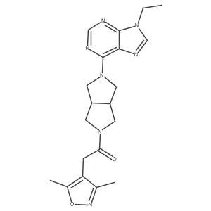 2-(3,5-dimethyl-1,2-oxazol-4-yl)-1-[5-(9-ethyl-9H-purin-6-yl)-octahydropyrrolo[3,4-c]pyrrol-2-yl]ethan-1-one结构式