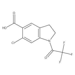 6-chloro-1-(2,2,2-trifluoroacetyl)-2,3-dihydro-1H-indole-5-carboxylic acid结构式