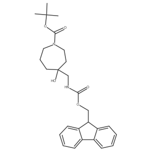 tert-butyl 4-[({[(9H-fluoren-9-yl)methoxy]carbonyl}amino)methyl]-4-hydroxyazepane-1-carboxylate结构式