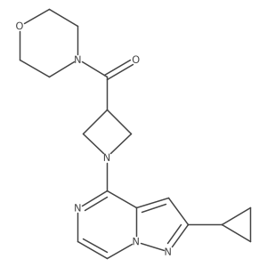 4-(1-{2-Cyclopropylpyrazolo[1,5-a]pyrazin-4-yl}azetidine-3-carbonyl)morpholine结构式