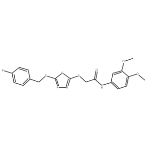 N-(3,4-dimethoxyphenyl)-2-[[5-[(4-fluorophenyl)methylsulfanyl]-1,3,4-thiadiazol-2-yl]sulfanyl]acetamide结构式
