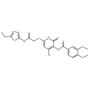N-(4-amino-2-((2-((5-ethyl-1,3,4-thiadiazol-2-yl)amino)-2-oxoethyl)thio)-6-oxo-1,6-dihydropyrimidin-5-yl)-3,4-dimethoxybenzamide Structure