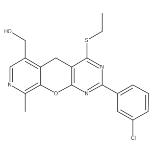[5-(3-Chlorophenyl)-7-(ethylsulfanyl)-14-methyl-2-oxa-4,6,13-triazatricyclo[8.4.0.0^{3,8}]tetradeca-1(10),3(8),4,6,11,13-hexaen-11-yl]methanol结构式