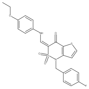 (3Z)-3-{[(4-ethoxyphenyl)amino]methylene}-1-(4-fluorobenzyl)-1H-thieno[3,2-c][1,2]thiazin-4(3H)-one 2,2-dioxide结构式