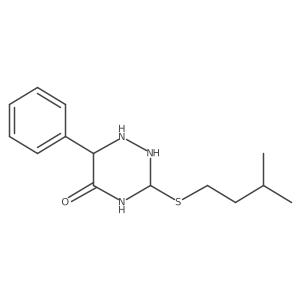 3-(3-Methylbutylsulfanyl)-6-phenyl-1,2,4-triazinan-5-one Structure