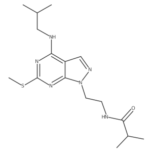 N-(2-(4-(isobutylamino)-6-(methylthio)-1H-pyrazolo[3,4-d]pyrimidin-1-yl)ethyl)isobutyramide Structure