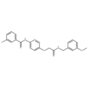3-fluoro-N-(6-((2-((3-methoxybenzyl)amino)-2-oxoethyl)thio)pyridazin-3-yl)benzamide结构式