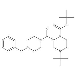 tert-butyl (2R)-2-(4-benzylpiperazine-1-carbonyl)-4-tert-butylpiperazine-1-carboxylate Structure