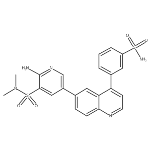 2-amino-N,N-dimethyl-5-[4-(3-sulfamoylphenyl)quinolin-6-yl]pyridine-3-sulfonamide结构式