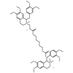 5-[3-[1-[(3,4-dimethoxyphenyl)methyl]-6,7-dimethoxy-2-methyl-3,4-dihydro-1H-isoquinolin-2-ium-2-yl]propanoyloxy]pentyl 3-[1-[(3,4-dimethoxyphenyl)methyl]-6,7-dimethoxy-2-methyl-3,4-dihydro-1H-isoquinolin-2-ium-2-yl]propanoate;dichloride Structure
