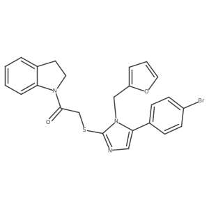2-((5-(4-bromophenyl)-1-(furan-2-ylmethyl)-1H-imidazol-2-yl)thio)-1-(indolin-1-yl)ethanone结构式