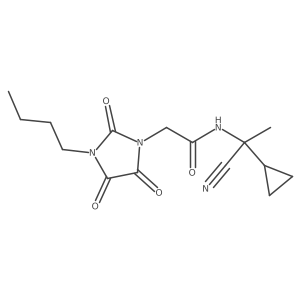 2-(3-butyl-2,4,5-trioxoimidazolidin-1-yl)-N-(1-cyano-1-cyclopropylethyl)acetamide结构式
