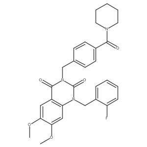 1-(2-fluorobenzyl)-6,7-dimethoxy-3-(4-(piperidine-1-carbonyl)benzyl)quinazoline-2,4(1H,3H)-dione Structure