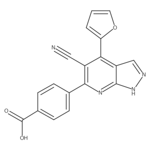 4-(5-cyano-4-(furan-2-yl)-1H-pyrazolo[3,4-b]pyridine-6-yl)benzoic acid结构式
