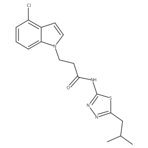 3-(4-chloro-1H-indol-1-yl)-N-[(2Z)-5-(2-methylpropyl)-1,3,4-thiadiazol-2(3H)-ylidene]propanamide Structure