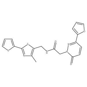 2-(3-(furan-2-yl)-6-oxopyridazin-1(6H)-yl)-N-((4-methyl-2-(thiophen-2-yl)thiazol-5-yl)methyl)acetamide结构式