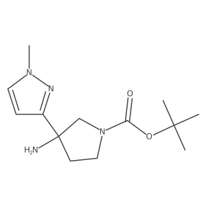 tert-butyl 3-amino-3-(1-methyl-1H-pyrazol-3-yl)pyrrolidine-1-carboxylate结构式