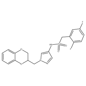 1-(2,5-difluorophenyl)-N-(1-((2,3-dihydrobenzo[b][1,4]dioxin-2-yl)methyl)-1H-pyrazol-4-yl)methanesulfonamide结构式