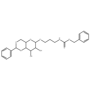 Benzyl (3-(((4aR,6R,7R,8R,8aR)-7,8-dihydroxy-2-phenylhexahydropyrano[3,2-d][1,3]dioxin-6-yl)oxy)propyl)carbamate结构式