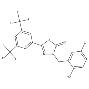 5-[3,5-Bis(trifluoromethyl)phenyl]-3-[(5-chloro-2-hydroxyphenyl)methyl]-1,3,4-oxadiazol-2-one结构式