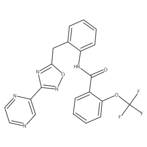 N-(2-((3-(pyrazin-2-yl)-1,2,4-oxadiazol-5-yl)methyl)phenyl)-2-(trifluoromethoxy)benzamide结构式