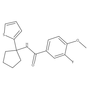 3-fluoro-4-methoxy-N-(1-(thiophen-2-yl)cyclopentyl)benzamide结构式