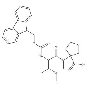 3-[(2S,3R)-2-({[(9H-fluoren-9-yl)methoxy]carbonyl}amino)-3-methoxy-N-methylbutanamido]oxolane-3-carboxylic acid结构式