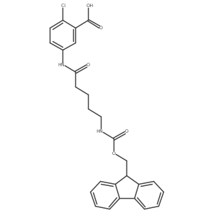 2-chloro-5-[5-({[(9H-fluoren-9-yl)methoxy]carbonyl}amino)pentanamido]benzoic acid Structure
