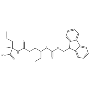 2-[4-({[(9H-fluoren-9-yl)methoxy]carbonyl}amino)hexanamido]-3-methoxy-2-methylpropanoic acid结构式