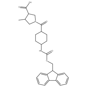 (3RS,4RS)-4-methyl-1-[(1rs&,4rs&)-4-({[(9H-fluoren-9-yl)methoxy]carbonyl}amino)cyclohexanecarbonyl]pyrrolidine-3-carboxylic acid Structure
