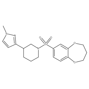 1-((3,4-dihydro-2H-benzo[b][1,4]dioxepin-7-yl)sulfonyl)-3-(1-methyl-1H-pyrazol-3-yl)piperidine结构式