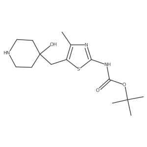 tert-butyl N-{5-[(4-hydroxypiperidin-4-yl)methyl]-4-methyl-1,3-thiazol-2-yl}carbamate Structure